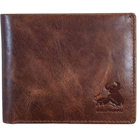 RFID Blocking Bifold Wallet Soft Genuine Leather Brown Western - Picture 7 of 7